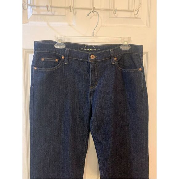 DKNY JEANS LUDLOW DARK WASH JEANS STRAIGHT MID RISE SZ 12 R - Picture 2 of 14